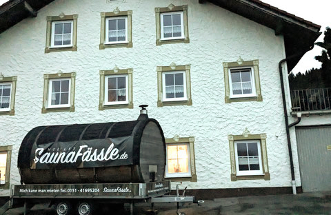 Sauna-Fass am Gästehaus Käskucha im Allgäu – bei Aufenthalt buchbar, ideal nach einem Tag am Rottachsee